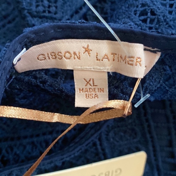 NWT Gibson Latimer navy blue lined lace dress. See through lace neckline. XL - Picture 10 of 13